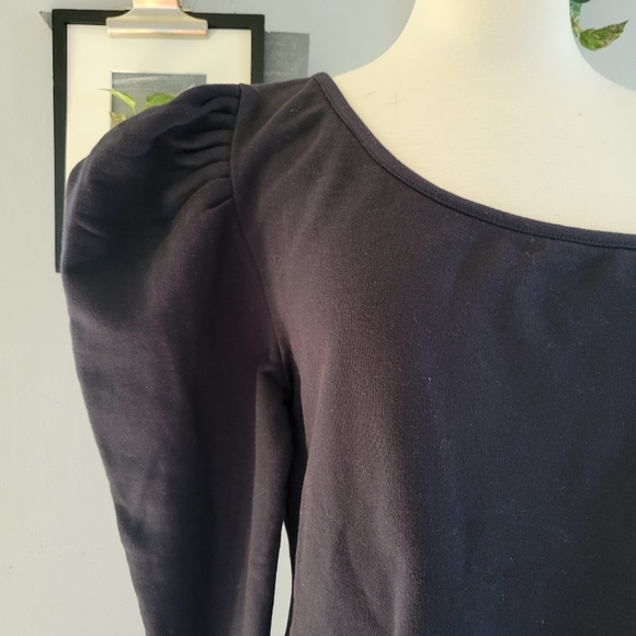 New Anthropologie Bishop + Young One Shoulder Pullover Sweatshirt Black XL - Picture 5 of 10